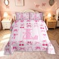 thumbnail image 2 of meiyoeat Cute Bow Letter L King Size Comforter Sets, Bowknot Cherry Comforters King Size, Pink, Pink Reversible, 3-Piece, 1 Comforter and 2 Pillowcases, 2 of 6