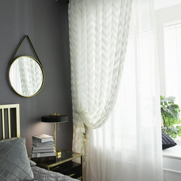 Orchip White Sheer Curtains Modern Wave Tulle Voile Ds For Living Room Bedroom Semi Curtain Com