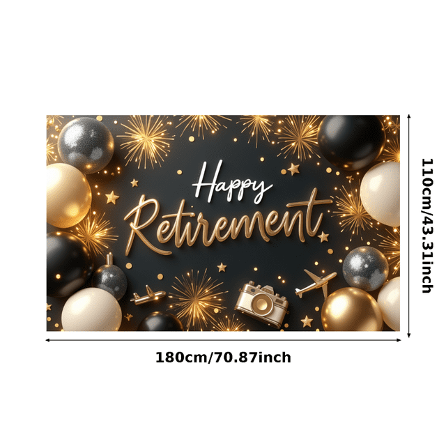 Colorful Balloons Happy Retirement Decorative Banner for Retirement Party Event Decoration Celebration