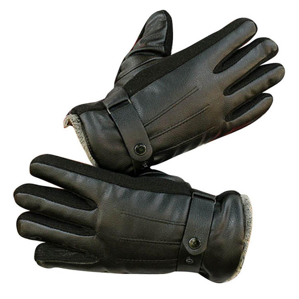Winter Lined Mens Black Leather Gloves for Winters Touchscreen warm
