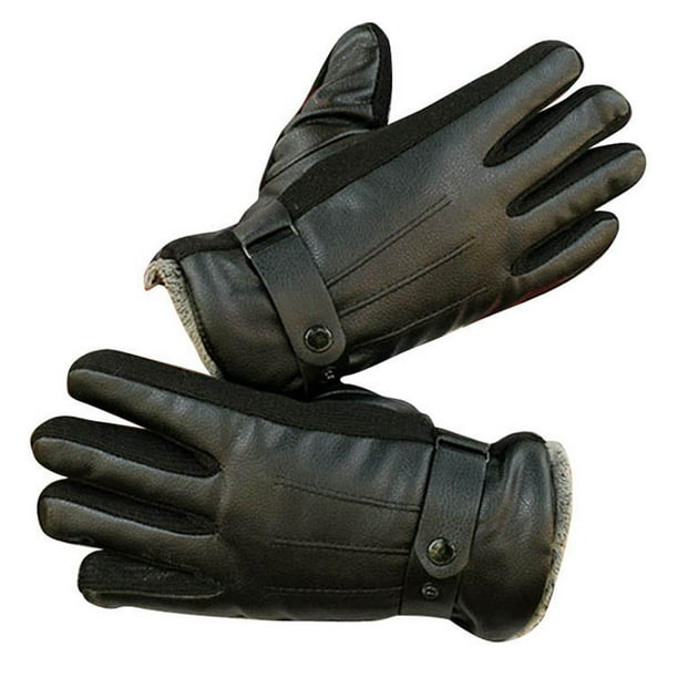 Winter Lined Mens Black Leather Gloves for Winters Touchscreen