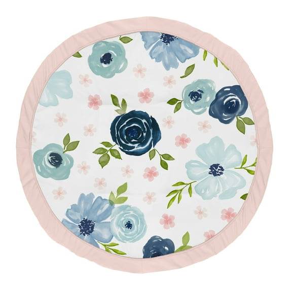 Sweet Jojo Designs Watercolor Floral Blue Pink and White Baby Play Mat