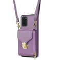 thumbnail image 4 of for Samsung Galaxy S20 FE Case Wallet with Shoulder Strap for Women - Crossbody Lanyard,Zipper Pocket,Credit Card Holder,Shockproof - Metal Buckle Closure Premium PU Leather Case, Purple, 4 of 12