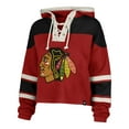 thumbnail image 2 of Women's '47 Connor Bedard Red Chicago Blackhawks Superior Lacer Cropped Pullover Hoodie, 2 of 3