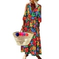 thumbnail image 1 of U.Vomade Robe Longue à Manches Longues pour Femmes, Col Montant, Mode Simple, Couleur Unie, Aguichant, au-Dessus du Genou, Élégante, Aguichant, Pyjama, Fête, Anniversaire, 1 of 3
