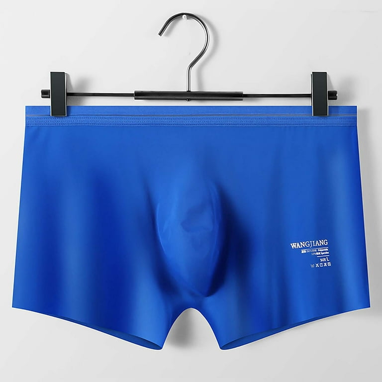 YWDJ Underwear for Men Pack Men Solid Color Ice Silk Seamless One Piece  Boxer Briefs Sky Blue XXL 