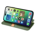 thumbnail image 4 of Compatible for iPhone 15 Pro Wallet Case, Embossed Pattern PU Leather Magnetic Closure Flip Cover with Credit Card Slots Kickstand Soft Silicone Anti-Scratches Shockproof Case, Green, 4 of 5