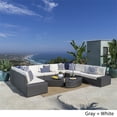 thumbnail image 4 of Santa Cruz Outdoor 10 Seater Wicker Sectional Sofa Set with Cushions Gray/White, 4 of 13