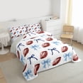 thumbnail image 3 of jejeloiu Kawaii Bowknot Bows Full Size Comforter Sets,Rugby Ball Game Bedding Sets For Girls Women Reversible 3 Pieces, 3 of 8
