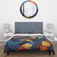 thumbnail image 3 of Designart "Mosaic Tiles in Yellow and Blue III" Boho Mosaic Bedding Covert Set - Geometric Blue Bohemian Bed Set With 2 Shams, 3 of 5