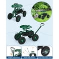 thumbnail image 4 of YUSAZENS Tabouret de Jardin Roulant Rotatif à 360Degrees avec Poignée Rétractable 4 Roues Cadre Double Sans Dossier Structure en Fer et Caoutchouc Vert Menthe pour Jardinage de Cour, 4 of 8