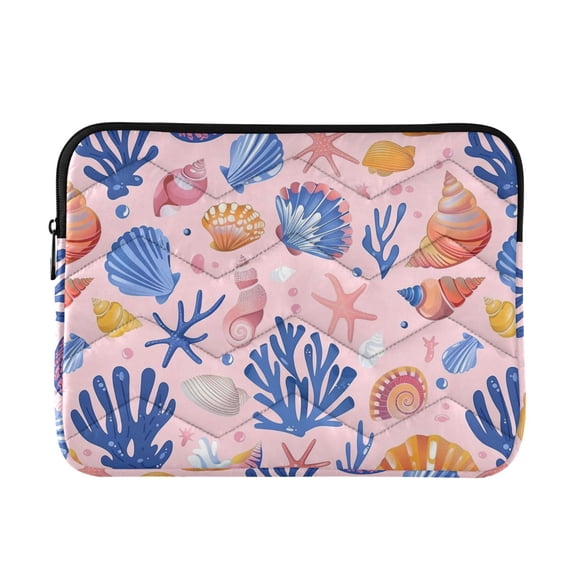 JIALIOU Laptop Sleeve Case with Zipper 13-13.3/15-16 Inch Compatible with MacBook HP Lenovo Dell ASUS Acer, Colorful Seashells Seaweed