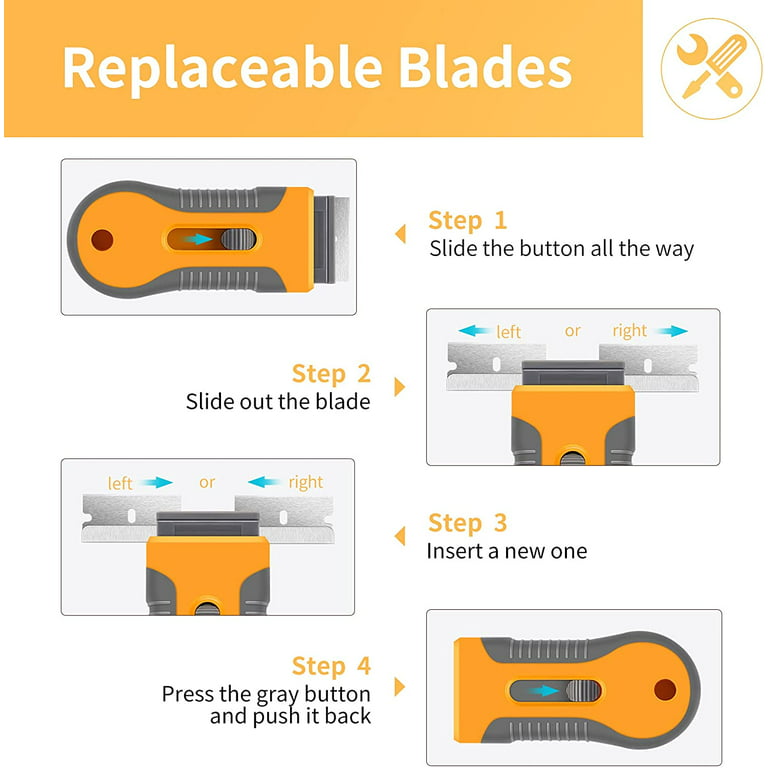 Razor Blade Scraper, 1 Pack Plastic Retractable Glass Scraper with