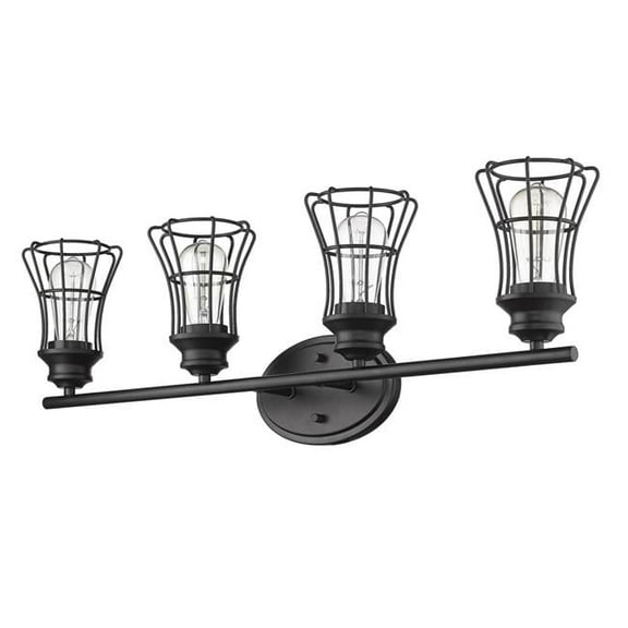 9.25 x 32.25 x 6.25 in. Piers 4-Light Matte Black Vanity Light