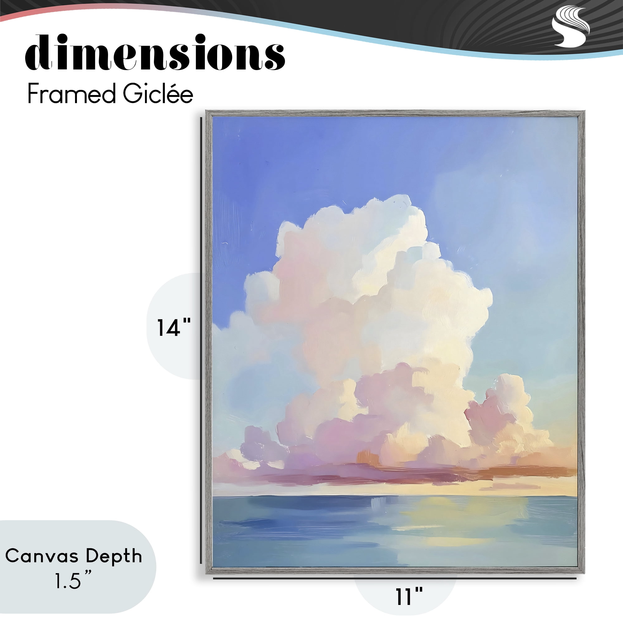 Stupell Industries Dreamy Pastel Clouds over Sea Gray Framed Giclee Art, design by The Prints Vibe