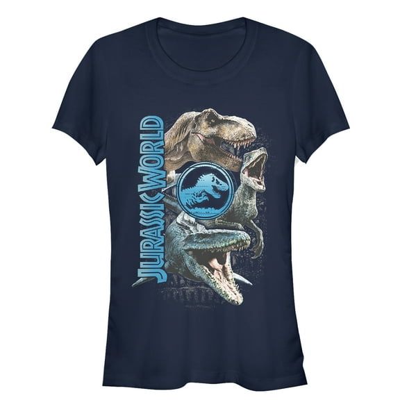 Junior's Jurassic World: Fallen Kingdom Dinosaur Montage Graphic Tee Navy Blue Large