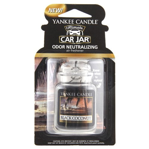 Yankee Candle 1295841 Black Coconut Car Jar Air Freshener, Fresh Scent
