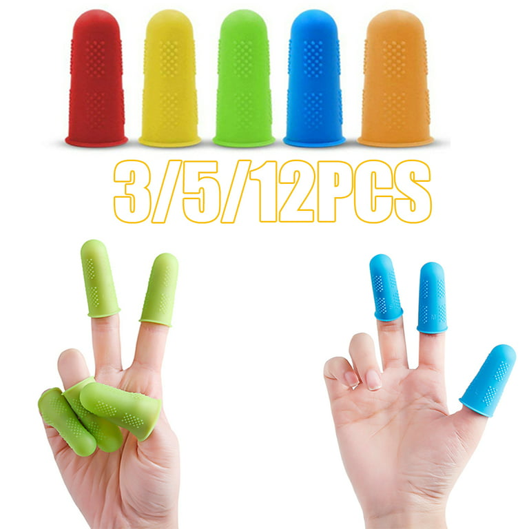 D-GROEE 3/5/12Pcs Silicone Finger Protectors Cap Covers, 4 Colors Finger  Guard, Hot Glue Finger Gloves Anti-Scald Anti-Cut Fingertip Cover for
