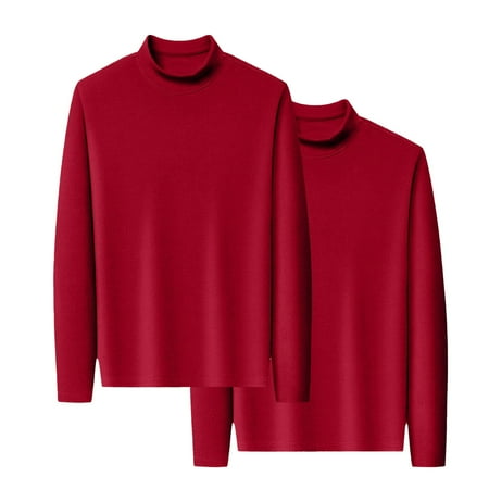 Comdrip Casual Tops for Women 2Pc Women s Fashion Clothes for Every Occasion Long Sleeve Turtleneck Thermal T-Shirts Mock Neck Underwear Turtleneck Tops for Women Wine 5XL