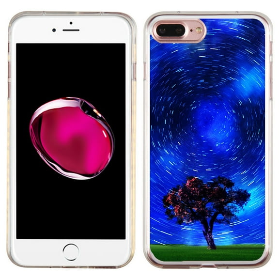 Slim-Fit Case for Apple iPhone 8 PLUS / 7 PLUS, OneToughShield ® Premium TPU Gel Protector Phone Case - Star Trails Tree