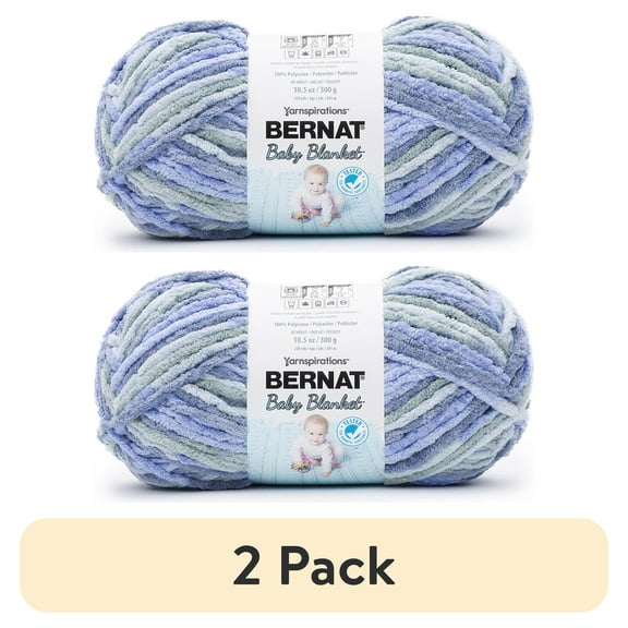 (2 pack) Bernat® Baby Blanket™ #6 Super Bulky Polyester Yarn, Lovely Blue 10.5oz/300g, 220 Yards