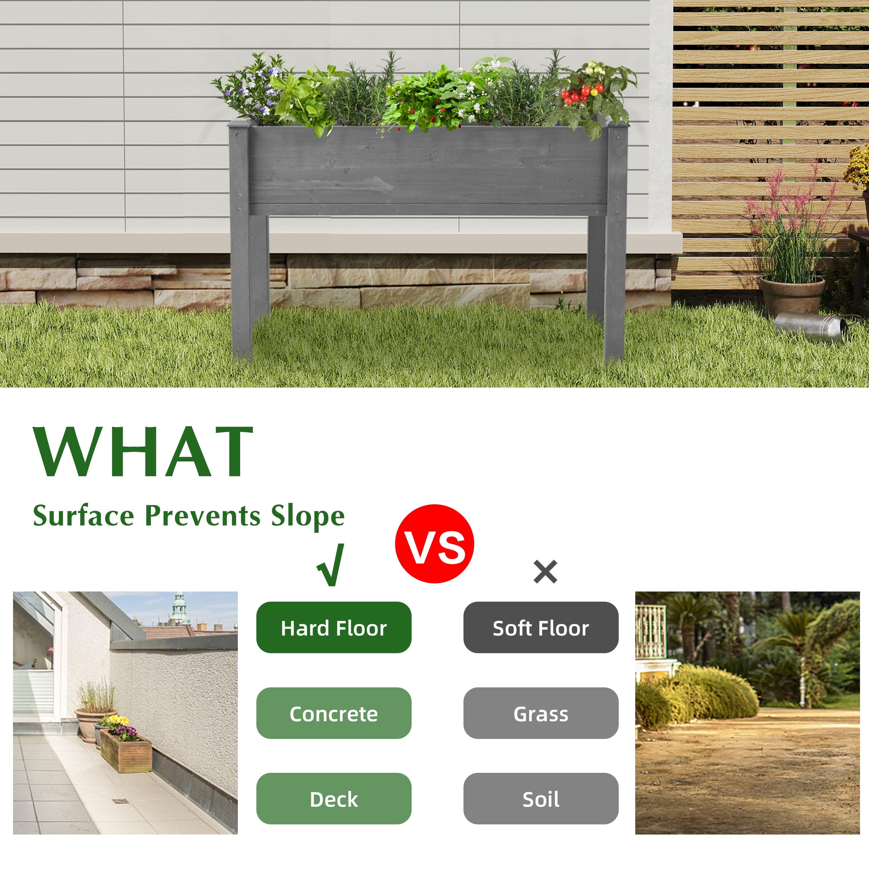 Raised Garden Bed with Legs, 48x24x30'', Outdoor Wood Elevated Planter Box, Thick Legs, w/Liner