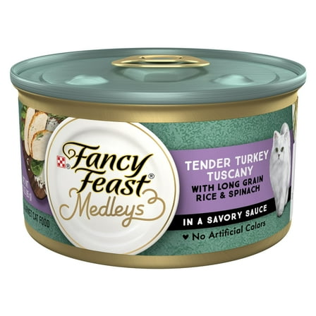 Purina Fancy Feast Medleys Kitten Food, Wet Cat Food, Turkey Tuscany in Spinach, 3 oz Cans (24 Pack)