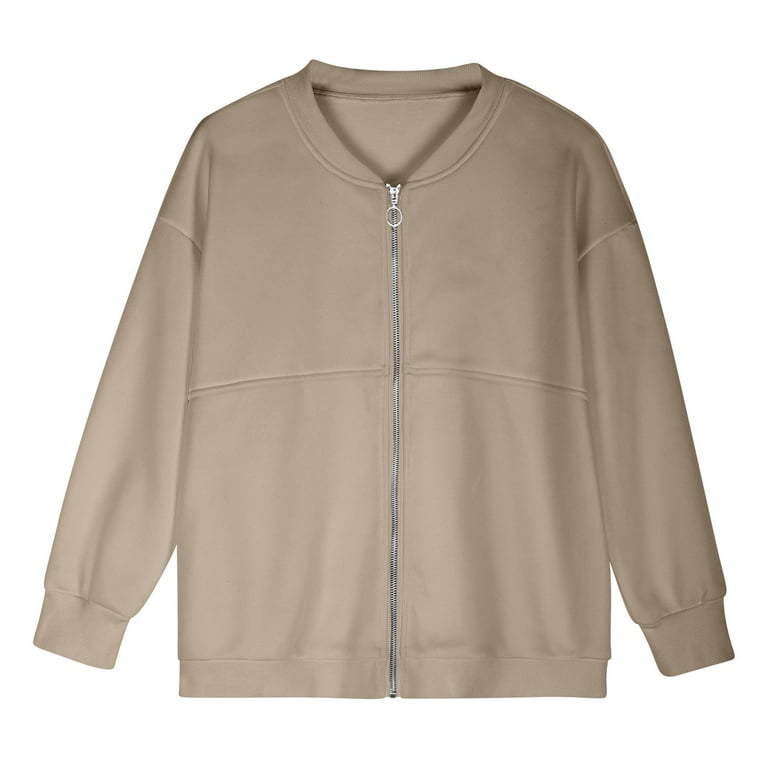 アウターその他 Fallett sheer hooded jumper light khaki FA2401JK05LG Front Zip Sweatshirt Jacket No Hood Womens Solid Cotton