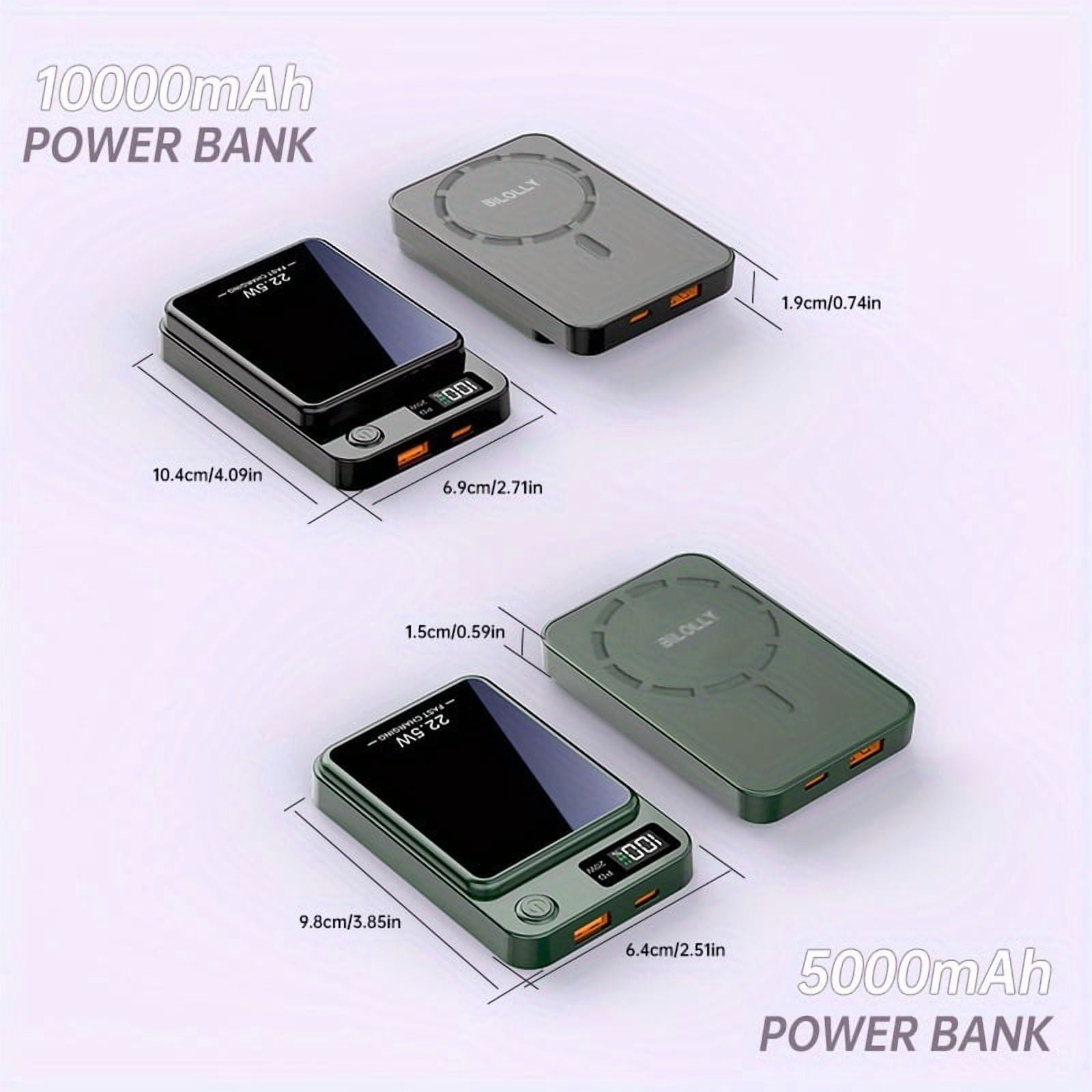 Portable 10000/5000Mah Magnetic Wireless Charger 22.5W PD QC Fast Charging USB-C Power Bank for Android
