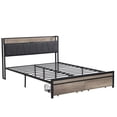 thumbnail image 4 of Queen Upholstered Platform Storage Bed Frame with USB Ports, High Clearance Underbed Storage, No Box Spring Needed, Black and Gray Modern Design, 4 of 10