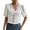 White, variant on Womens Tops T Shirts Solid Color Casual V Neck Lace Loose Puff Short Sleeve Tunic Plain Tees Blouses White L