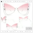 thumbnail image 2 of Womens Butterfly Upside Down Half Rim Plastic Oversized Sunglasses Clear - Pink, 2 of 8
