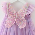 thumbnail image 4 of Curuila Toddler Girls Dress With Butterfly Wing Embroider Sleeveless Sequin Print Square Neckline Dresses Clothes Size 18-24 Months Purple, 4 of 5