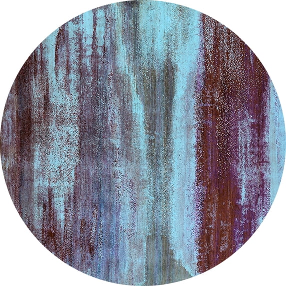 Ahgly Company Indoor Round Oriental Light Blue Industrial Area Rugs, 3' Round