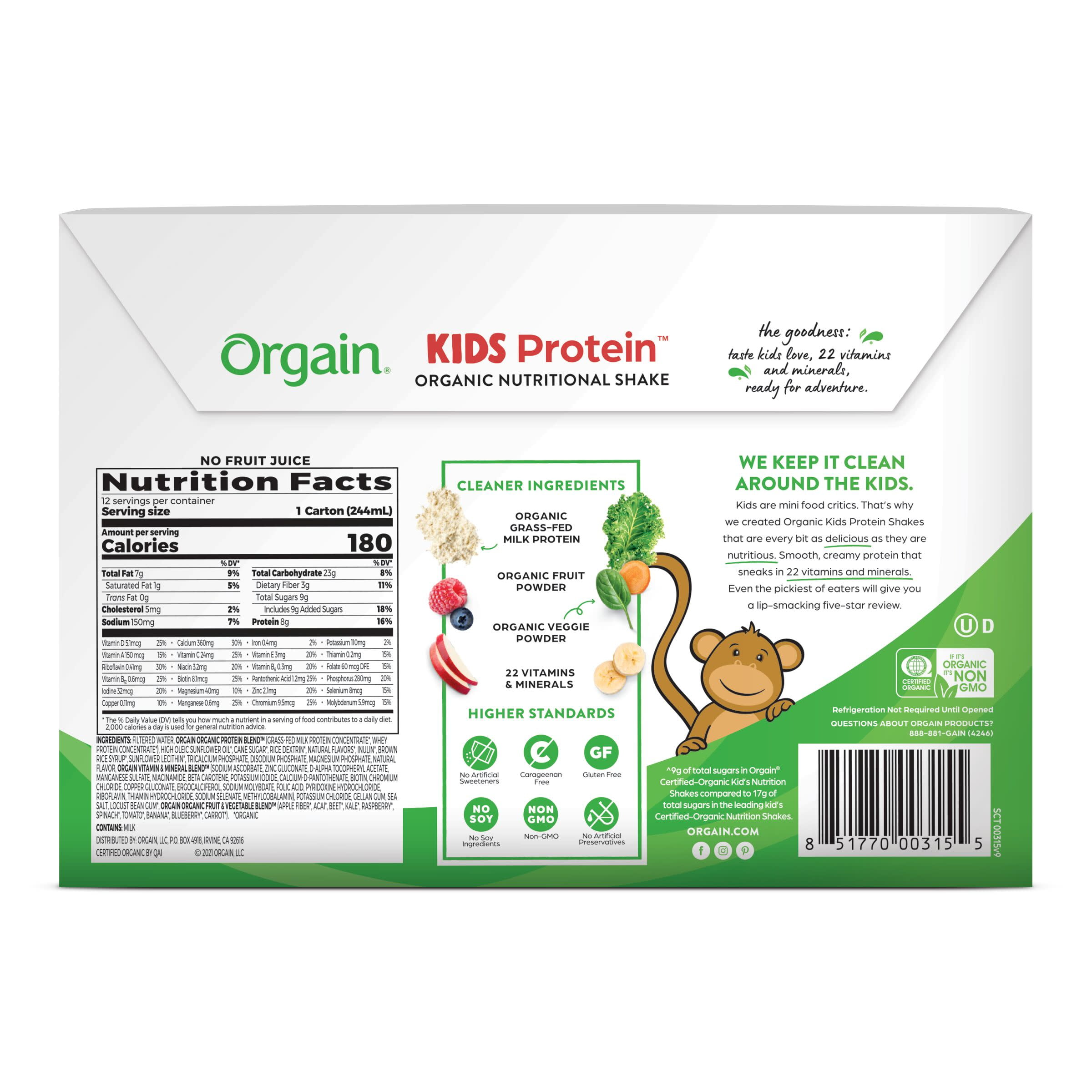 Orgain USDA Organic Kids Nutritional Protein Shake, Fruity Cereal