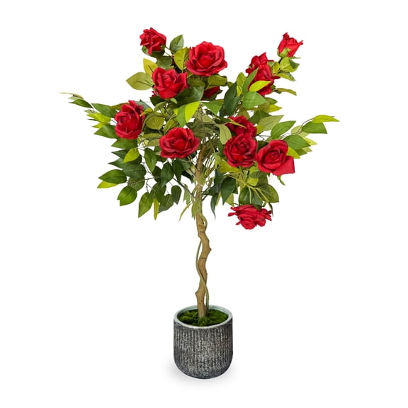41" Artificial Red Rose in Ceramic Pot