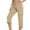 Khaki, variant on Lenpel Women's Cargo Capri Pants Lightweight High Waisted Drawstring Cropped Hiking Pants Summer Casual Travel Shorts with Pockets
