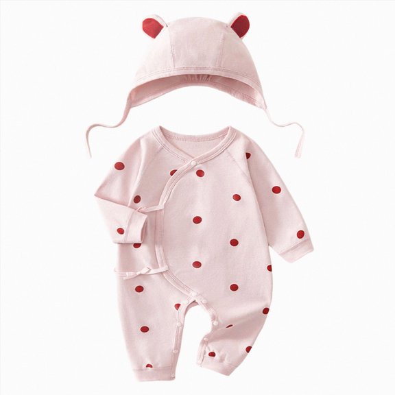 CAUYDY 0 3 6 9 Months 1T 2T Newborn Girls Clothes Baby Sleepers Preemie Long Sleeve Jumpsuit Fall Winter Infant Girl Soft Romper Toddler Pajamas Sizes 3-5 Months,Pink
