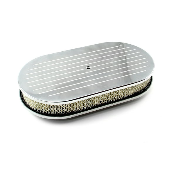 Speedmaster PCE104.1010.02 15" x 2" Oval Ball Milled Polished Aluminum Air Cleaner Kit