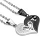 thumbnail image 5 of 2 piezas de collar para parejas, collar con colgante de acero inoxidable con forma de corazón y rompecabezas para hombres y mujeres, 5 of 5