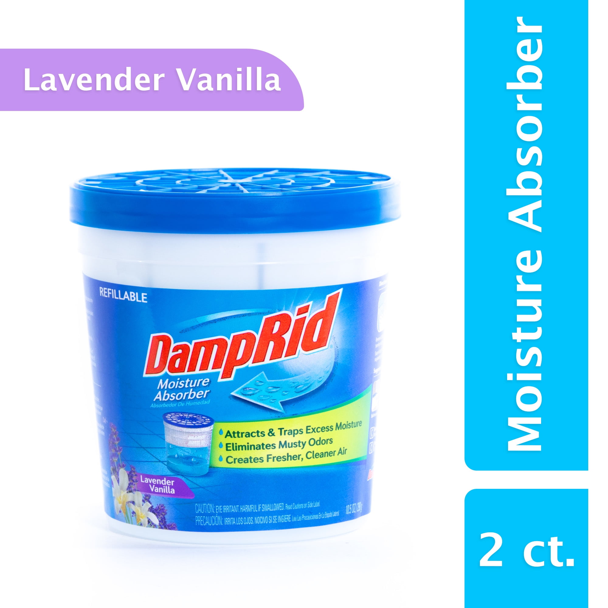 DampRid Refillable Moisture Absorber, Lavender Vanilla, 10.5 Oz, 2 Pack