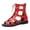 Red, variant on Womens Gladiator Sandals Hollow out Open Toe Summer Ankle Boots with Back Zipper Retro Studded Lace up Soft Leather Beach Flat Shoes Black Size 8.5