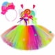 thumbnail image 3 of Disfraz de piruleta de caramelo de arcoíris para niñas, vestido de princesa con tutú para fiesta de cumpleaños, vestido de gala para carnaval, Navidad y Halloween, 3 of 5