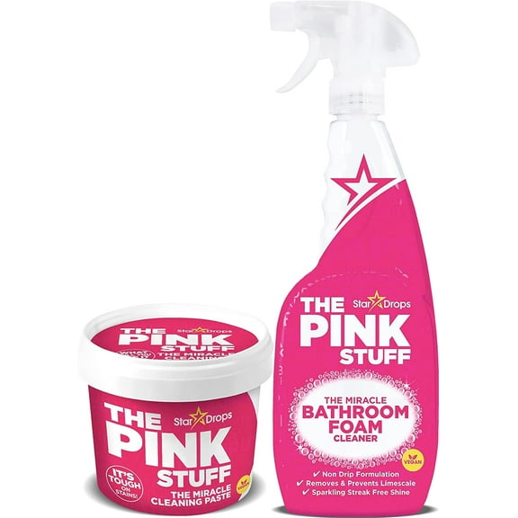 Stardrops - The Pink Stuff - The Miracle Cleaning Paste and Bathroom Foam Cleaner Bundle ( 1 Cleaning Paste, 1 Bathroom Foam Cleaner)
