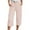 Pink, variant on Women's Summer 3/4 Length Linen Trousers Lightweight Breathable Fabric with Pockets and Elastic Waist for Beach and Casual Wear