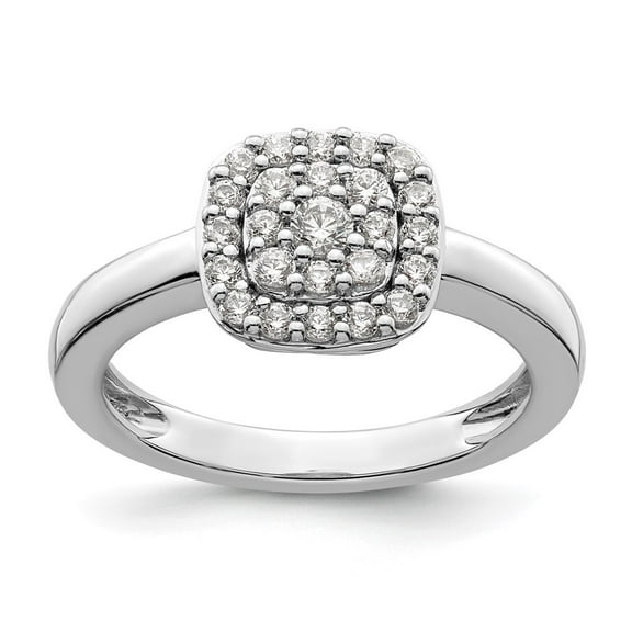 Auriga Fine Jewelry 14K White Gold Lab Grown Diamond Squared Halo Ring for Women Size 7 (Carat: 0.45cttw, Clarity: SI2, Color: GH)