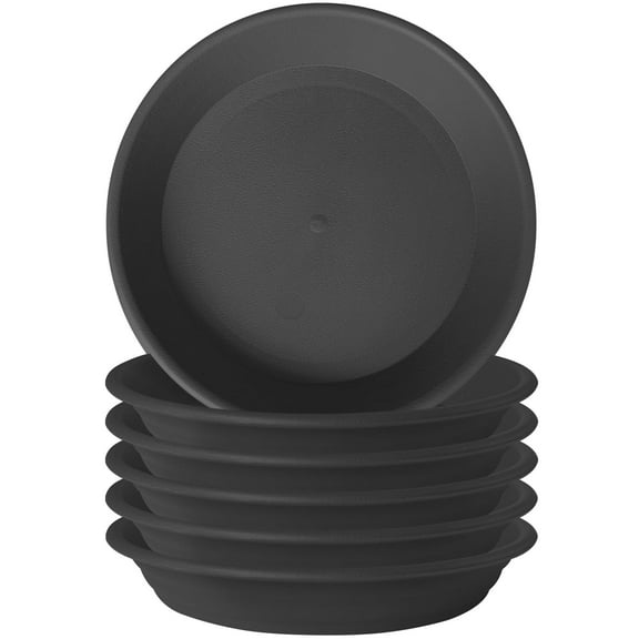 6 Pcs 5 Inch Plastic Plant Saucers, Heavy Duty Pot Trays for Indoor Outdoor Potted Plants, Thick Durable Flower Pot Base with Drainage, Water Catcher Dish for Planter Protection, Black