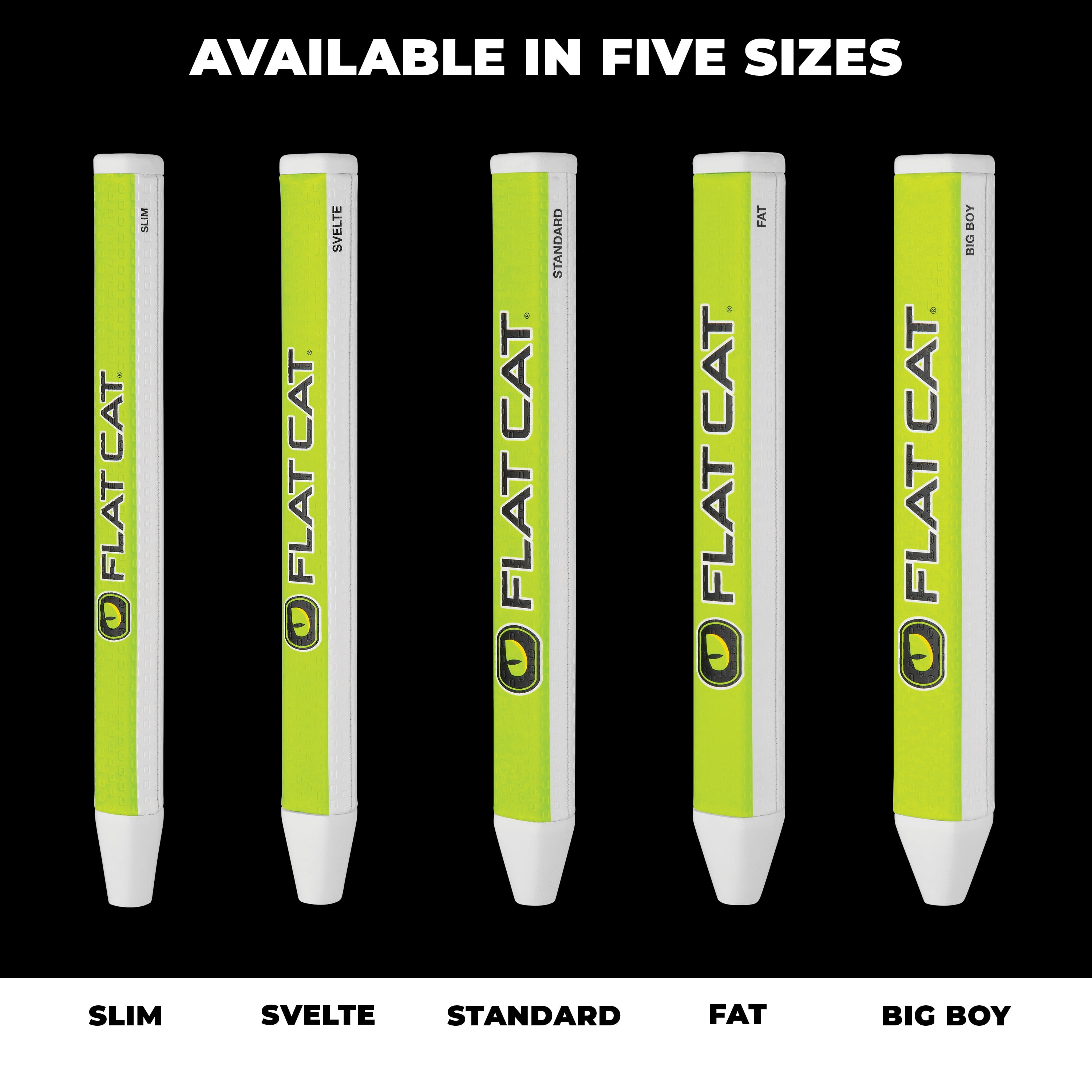 Flat Cat Original Golf Putter Grip – Slim Size, Lightweight Polyurethane, Flat 1 Design for TRU Alignment