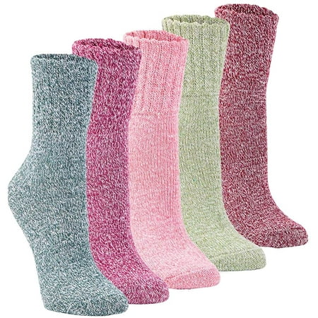 

5Pack Womens Vintage Wool Socks Winter Soft Warm Thick Cold Knit Crew Socks Multicolor