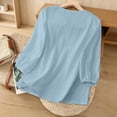 thumbnail image 4 of Jsaierl Womens 3/4 Length Sleeve Cotton Linen Tops Summer V Neck Shirts Dressy Solid Ladies Embroidery Blouses Workout Holiday T-shirts Top S-2XL, 4 of 9